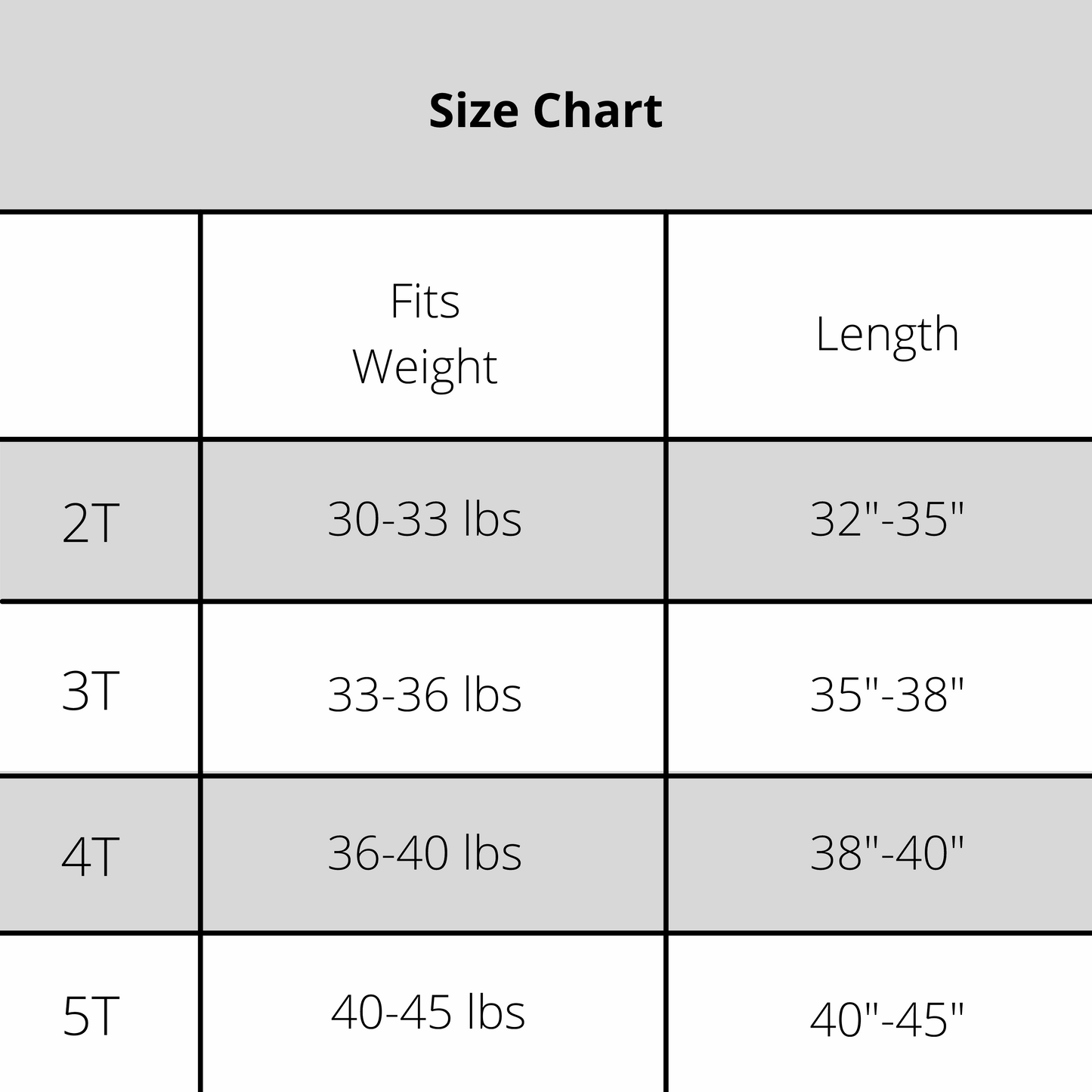 Size Chart Toddler No Worries Baseball Tee