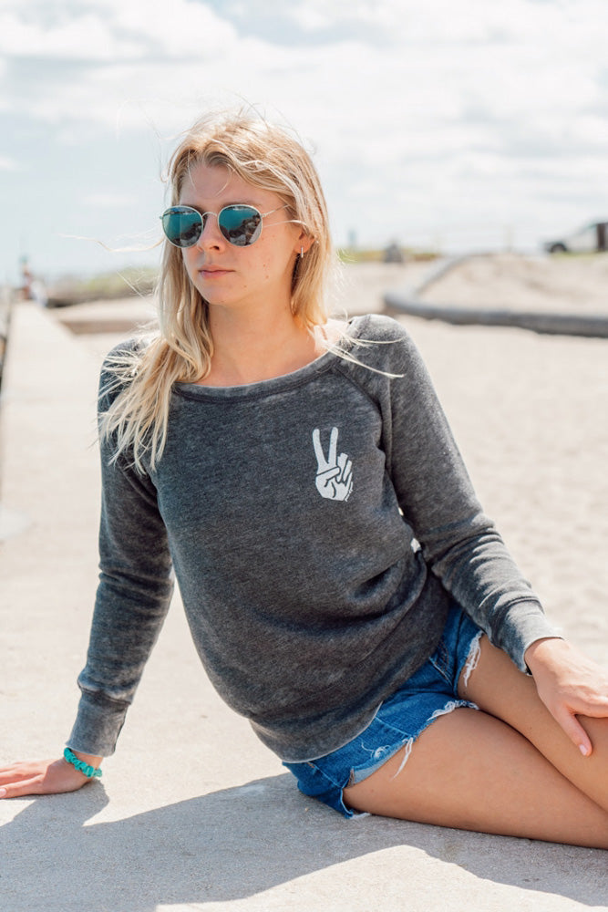 Women's Peace Hand Wide Neck Fleece