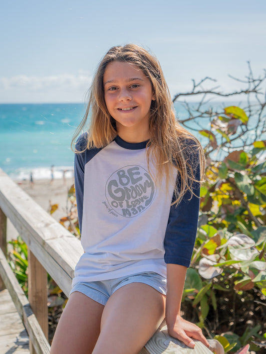 Youth Be Groovy Baseball Tee