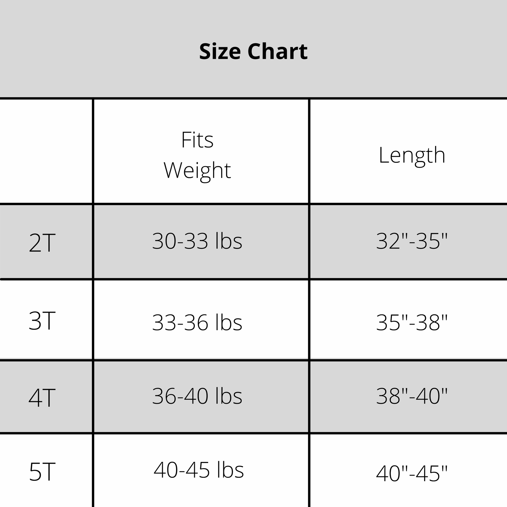 Size Chart Toddler No Worries Baseball Tee