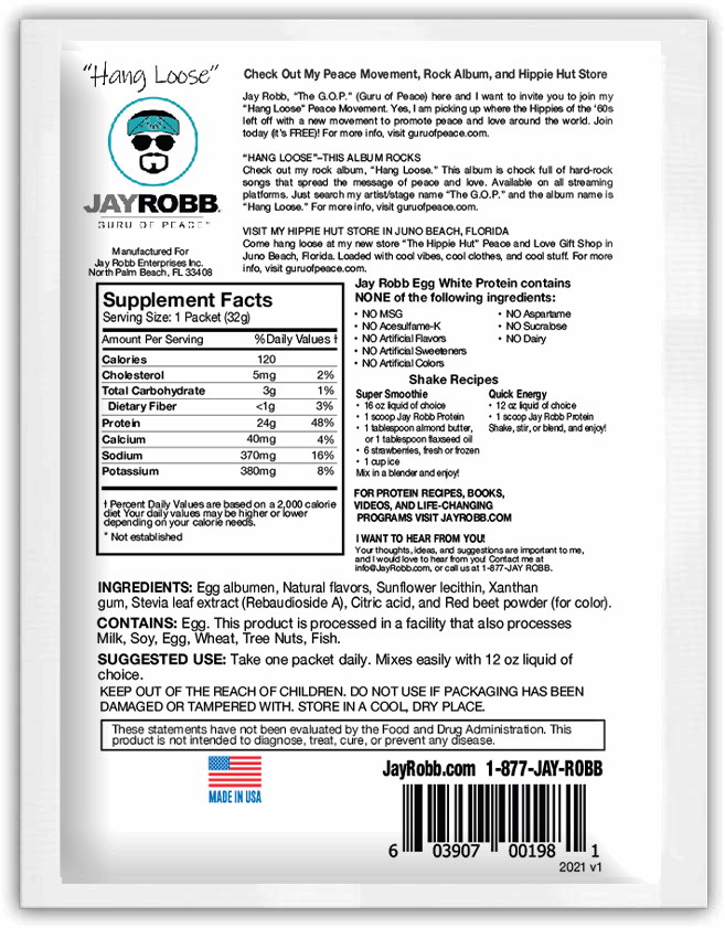 Egg White Protein Packet Back Supplement Facts