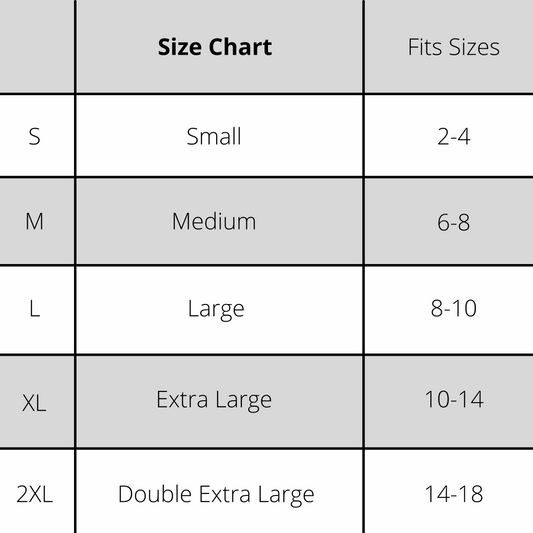 Womens G.O.P. Cropped LS Tee Size Chart